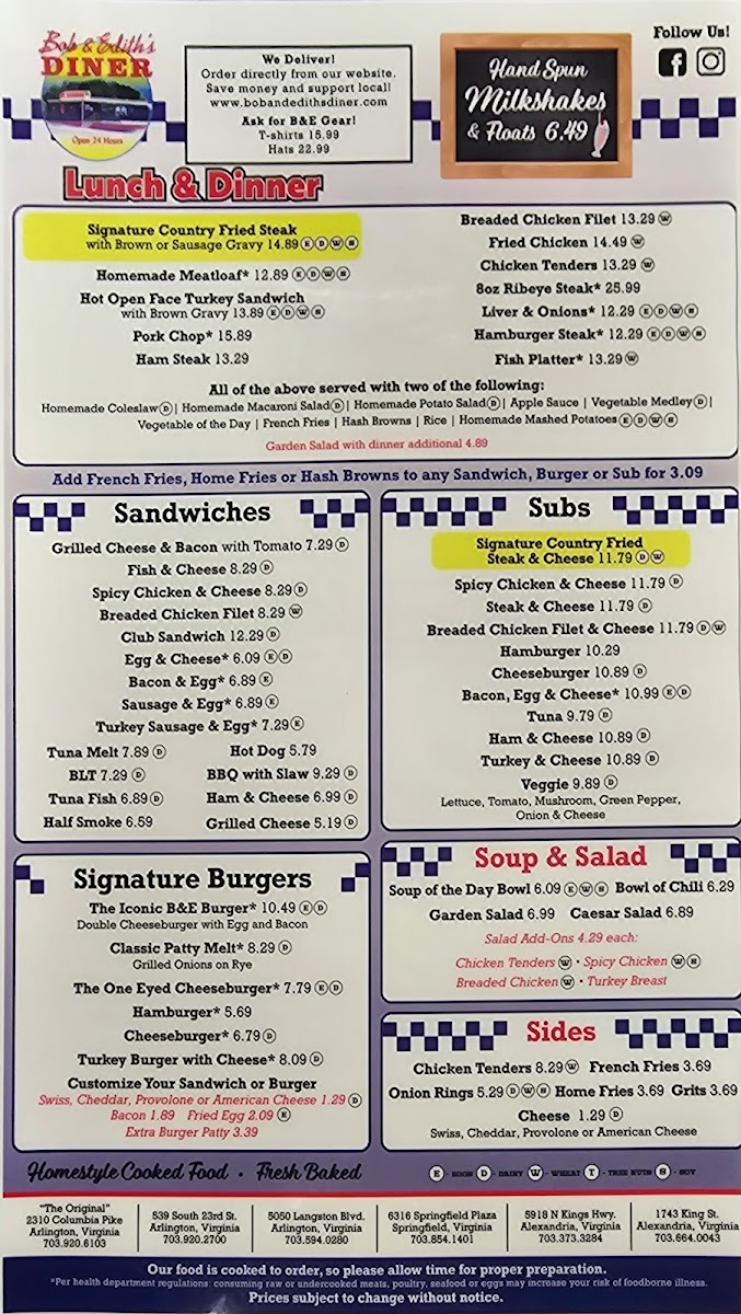 Bob & Edith's Diner Menu - Image 2